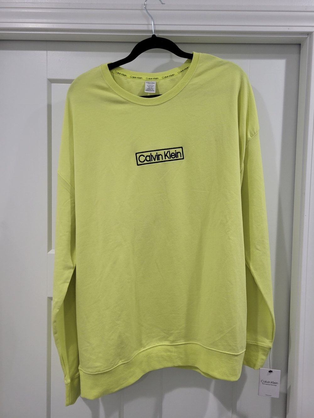 Calvin Klein Neon Lime Sleepwear Top With Embroidery Logo NWT